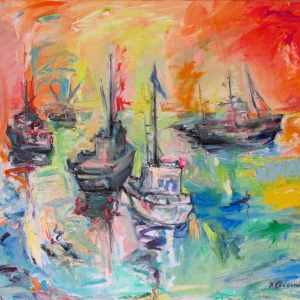 Seiners on the fishing, oil on canvas, 68x75 cm. 2015