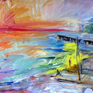 Sunset at the Sea, oil on canvas, 62X84 cm.2007