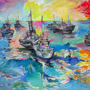 In the Sea, oil on canvas, 70x77 cm. 2020