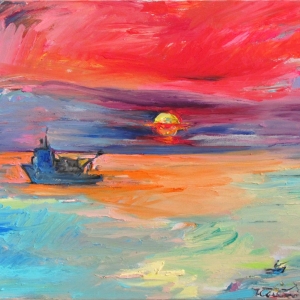 In the Sea, oil on canvas, 70x77 cm. 2020