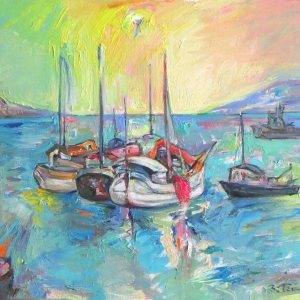 Fishing Boats, oil on canvas,58x75 cm.2021