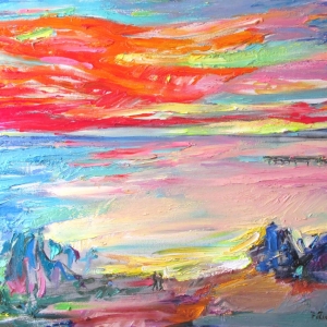 Evening  by the  Sea , 63x79 cm. oil on canvas, 2023